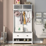 U-Can Hall Tree with 6 Hooks and Hinged Lid, Coat Hanger, Entryway Bench, Storage Bench, 3-in-1 N724P184891K