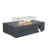 ZUN 52 Inch Outdoor Concrete Propane gas rectangle Fire Pit table in Dark Gray color W2620P182374