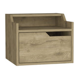 Floating Nightstand, Modern Dual-Tier Design with Spacious Single Drawer Storage, Macadamia B097P199741