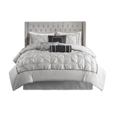 7 Piece Tufted Comforter Set Grey Full B03596875
