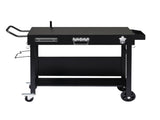Portable Outdoor Grill Table Cart, Foldable Grill Cart with Wheels, Food Prep Table with Bottle 95490425