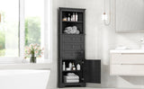 Black Triangle Tall Cabinet with 3 Drawers and Adjustable Shelves for Bathroom, Kitchen or Living 02825158