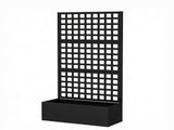 Black 35"x16"x70" Galvanized Raised Garden Bed Planter Box with Trellis for Climbing Vegetables & 37788703