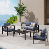 Aluminum Outdoor 2 Pcs Sofa Patio Couch, All-Weather Metal Outdoor Couch with 5" Thick and Soft B082P232957