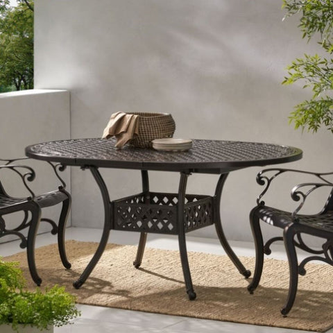 ZUN Outdoor Expandable Aluminum Dining Table, Hammered Bronze Finish 61394.00BRZ