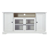 ZUN U-Can TV Stand for TV up to 65in with 2 Tempered Glass Doors Adjustable Panels Open Style Cabinet, WF287841AAK