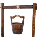 Rustic Wooden Wishing Well Planter Outdoor Home Dcor for Patio, Garden, Yard w/Hanging Bucket ,20in W465P215368