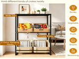 3-Tier Adjustable Tilt Beer Crate Storage Rack, Heavy Duty Metal Beverage Organizer with Hooks, 94120118