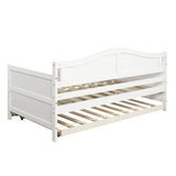 Twin Wooden Daybed with Trundle Bed, Sofa Bed for Bedroom Living Room,White WF192861AAK