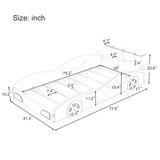 ZUN Wooden Race Car Bed,Car-Shaped Platform Twin Bed with Wheels For Teens,White & Blue WF310553AAK