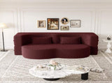 Modern Floor Sofa with 2 Pillows,Convertible Teddy Fabric Foam-Filled Sleeper Sofa Bed,15" Full Size 58553868