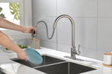 ZUN Single Handle High Arc Pull Out Kitchen Faucet,Single Level Stainless Steel Kitchen Sink Faucets TH9013NS-8