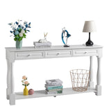 Console Table for Entryway Wood Sofa Table with Storage Drawers and Bottom Shelf for Hallway Living 33092026