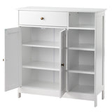 ZUN Double-Door Bathroom Cabinet with 2, Adjustable Panels, 1 Drawer and 3 Side Shelves, White 21280126