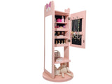 Pink, bow-themed, MDF painted finish, 1-door, 1-shelf, rotatable base, 98506824