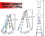 ZUN Huachuang 4-step 17''Aluminum Multi-Purpose Professional Ladder - Black with Wheels W1881111496
