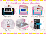 Pink Wooden Doctor Office Playset with X-ray ECG Monitor Sink Height Measurer for Toddlers 3-6 29590229