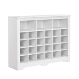 ZUN Sleek Design 24 Shoe Cubby Console, Modern Shoe Cabinet with Curved Base, Versatile Sideboard with 40496724