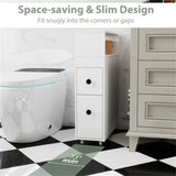 Slim White Bathroom Storage Cabinet , 2 Drawers 25668239