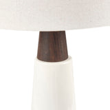 ZUN Triangular Ceramic and Wood Table Lamp B03596586