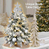 Exquisite Tree with LED Lights, 2ft Small Tabletop Mini White Artificial Xmas Tree with 96189902