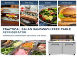 Orikool 48 IN Commercial Refrigerators Sandwich&Salad Prep Table with a Butcher Block Cutting Board, W2095126122
