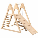 ZUN 4-in-1 Indoor Play Gym - Jungle Gym Playset with Baby Swing, Slide, Ladder, and Climbing Wall 30433659