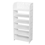 ZUN Wood-plastic Board Six Tiers Carved Shoe Rack White A 26180822