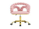 Pink Velvet Bubble Vanity Chair with Gold Base, 360&deg Swivel Height Adjustable Ergonomic Accent W3875P446136