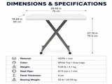 Adjustable Folding Table, 30 x 20 in Small HDPE Portable Personal Table with Steel Legs, White Gray, 78868240