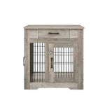 ZUN Furniture Style Dog Crate End Table with Drawer, Pet Kennels with Double Doors, Dog House Indoor W116240714