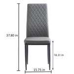 ZUN White modern minimalist dining chair fireproof leather sprayed metal pipe diamond grid pattern W2181P167969