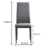 ZUN White modern minimalist dining chair fireproof leather sprayed metal pipe diamond grid pattern W2181P167969