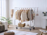 Double Clothing Garment with Shelves Capacity 800lbs Clothings on Wheels Rolling Clothes 27649817