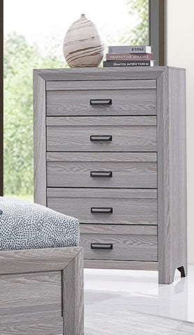 ZUN 1pc Contemporary Five Drawers Chest Gray Driftwood Finish Rustic Finish Bedroom Wooden Furniture B011P234752