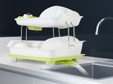 Two-Tier Countertop Dish Drainer, Kitchen Plate Bowl Utensil Holder with Removable Water Tray, 39438606