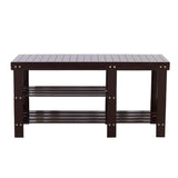 90cm Strip Type Bamboo Stool Shoe Rack with Boots Compartment Coffee 83390243