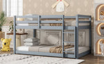 ZUN Solid Wooden, Solid Rubber Wooden Twin over Twin Loft Bed with Ladder, with Bed Platform of W504P191663