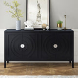 TREXM Retro Sideboard door with Circular Groove Design Round Metal Door Handle for Entrance, Dinning WF307723AAB