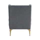 Modern Luxury Dark Gray Chenille Upholstery Wingback Accent Chair 1pc Gold Finish Metal Legs Pocket B011P308541