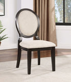 ZUN Transitional Espresso and Ivory Side Chairs Set of 2 Chairs Dining Room Furniture 100% Polyester B011P151399