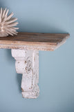 ZUN 13.8x9.1x11.4" Distressed Brown and White Wooden Wall Shelf with Corbel Design W2078P223131