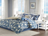 7 Piece Cotton Sateen Comforter Set Blue Queen B03597054