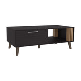 Coffee Table, 1 Door, 1 Shelf, Black / Natural Oak B097P262373