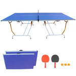 ZUN 9ft Mid-Size Table Tennis Table Foldable & Portable Ping Pong Table Set for Indoor & Outdoor Games 04440983