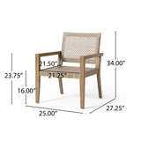 Outdoor Wicker and Acacia Wood Club Chairs, Set of 2, Light Multibrown and Light Brown, 34'' H X 74228.00MLBRN