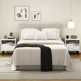 White bedside table with drawers and open shelves 43820483