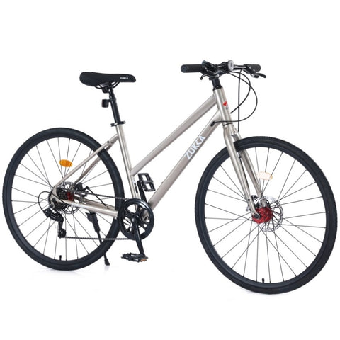 ZUN 7 Speed Hybrid bike Disc Brake 700C Road Bike For men women's City Bicycle W1019127660
