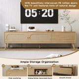 Boho TV Stand for TVs up to 80'' , Modern Farmhouse Media Console, Entertainment Center with Solid N710P222775P