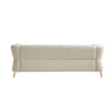 Modern Tufted Velvet Sofa 87.4 inch for Living Room Beige Color W579P329996